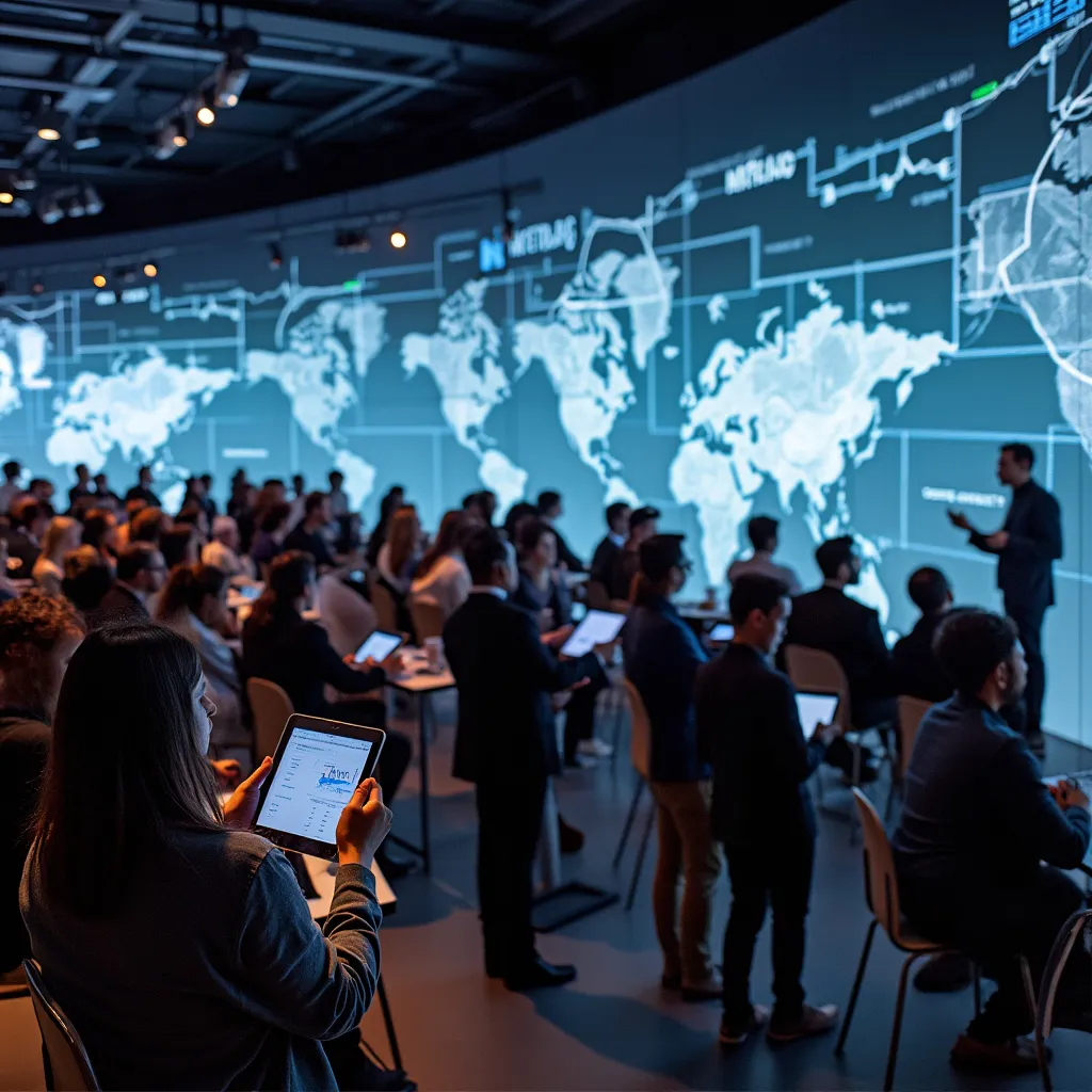 Evento de networking para inversores en un entorno moderno y tecnológico
